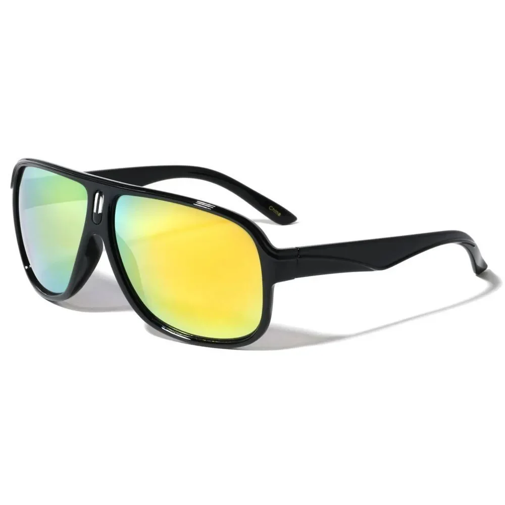 Sunglasses Yellow Mirrored Lens Fashion Shades Men Women Pilot Style Trendy‎ New